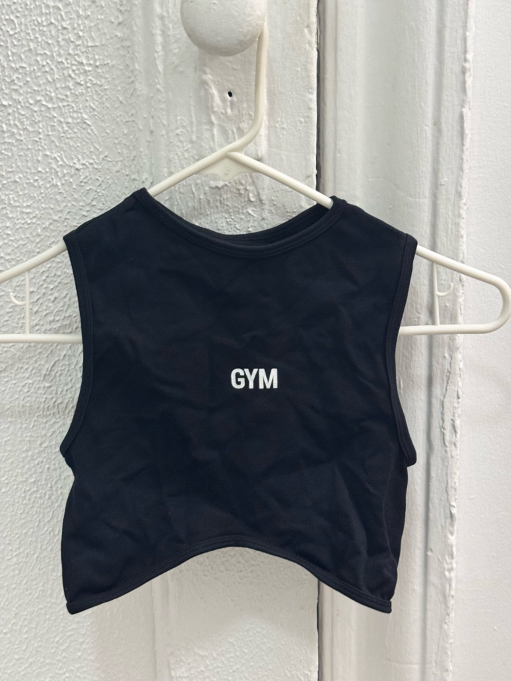 Black 'GYM' Cropped Athletic Tank Top - Women's